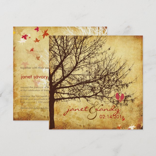 PixDezines VINTAGE LOVE BIRDS/FALL INVITATIONS (Front/Back)