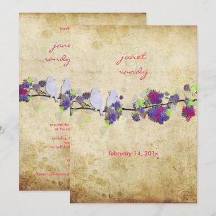 PixDezines Vintage love birds/lilac Invitation