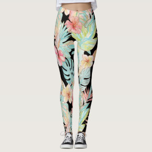 PixDezines Vintage Lush H2 Hawaii Floral Foliage Leggings