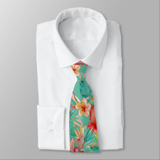 PixDezines Vintage Lush H2 Hawaii Floral Foliage Tie