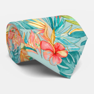 PixDezines Vintage Lush H2 Hawaii Floral Foliage Tie