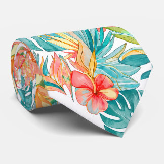 PixDezines Vintage Lush H2 Hawaii Floral Foliage Tie