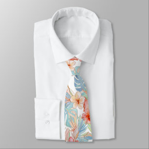 PixDezines Vintage Lush H2 Hawaii Floral Foliage Tie