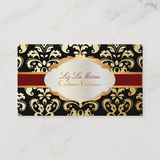 PixDezines vintage lys damask/diy colours Business Card (Front)