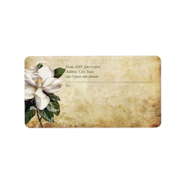 PixDezines Vintage Magnolia/Faux Parchment Label (Front)
