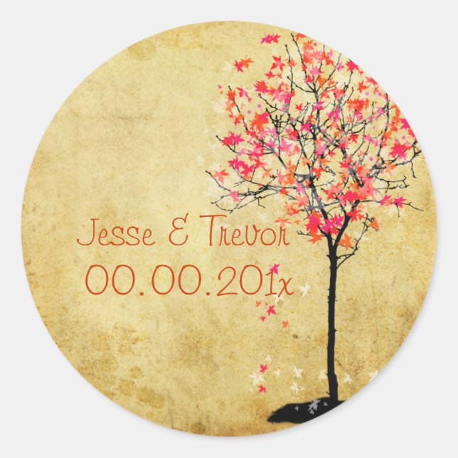 PixDezines vintage maple tree/pink Classic Round Sticker (Front)