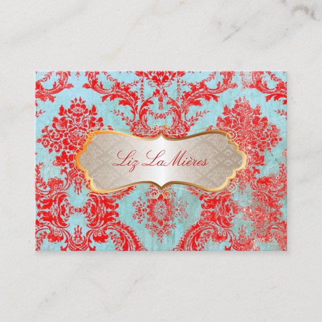 PixDezines vintage natasha damask Business Card (Front)