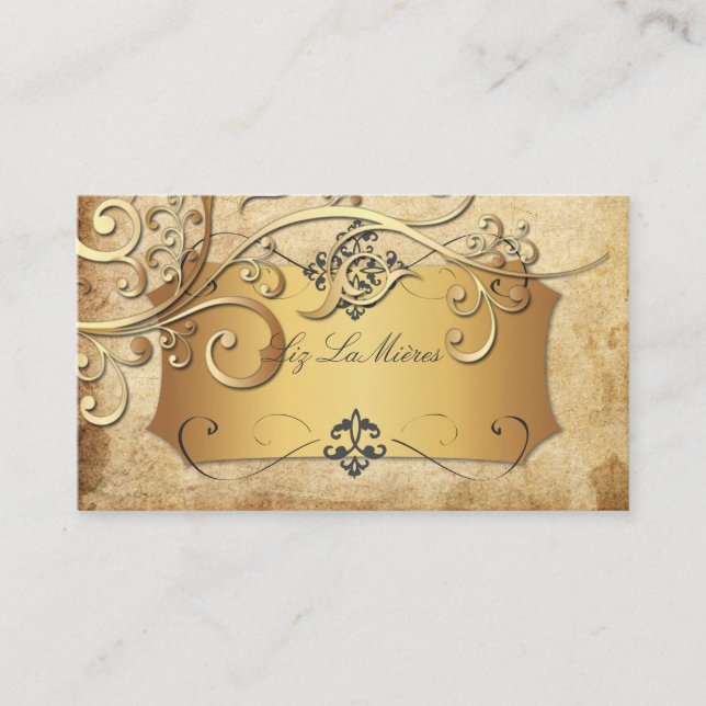 PixDezines VINTAGE ORNAMENTAL SWIRLS/FILIGREE Business Card (Front)