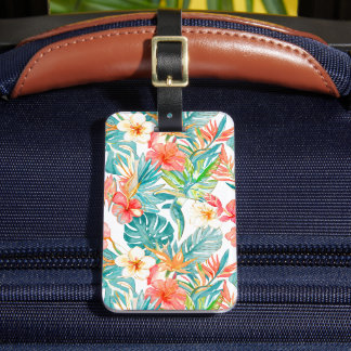 PixDezines Vintage Pastel H2 Hawaii Floral Foliage Luggage Tag