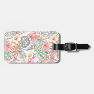 PixDezines Vintage Pastel H2 Hawaii Floral Foliage Luggage Tag