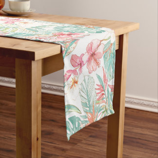 PixDezines Vintage Pastel H2 Hawaii Floral Foliage Medium Table Runner