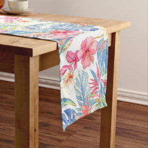 PixDezines Vintage Pastel H2 Hawaii Floral Foliage Medium Table Runner