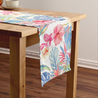 PixDezines Vintage Pastel H2 Hawaii Floral Foliage Medium Table Runner