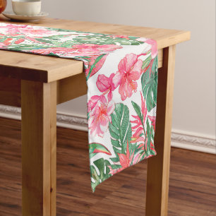 PixDezines Vintage Pastel H2 Hawaii Floral Foliage Medium Table Runner