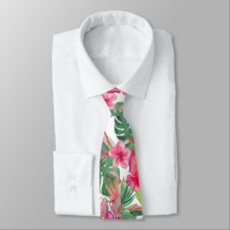 PixDezines Vintage Pastel H2 Hawaii Floral Foliage Tie
