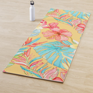 PixDezines Vintage Pastel H2 Hawaii Floral Foliage Yoga Mat