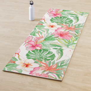 PixDezines Vintage Pastel H2 Hawaii Floral Foliage Yoga Mat