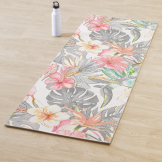 PixDezines Vintage Pastel H2 Hawaii Floral Foliage Yoga Mat