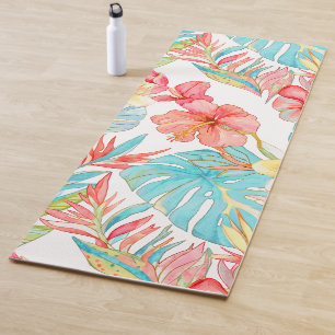 PixDezines Vintage Pastel H2 Hawaii Floral Foliage Yoga Mat