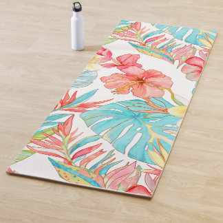 PixDezines Vintage Pastel H2 Hawaii Floral Foliage Yoga Mat