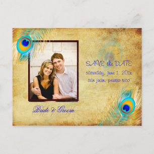 PixDezines vintage peacock/DIY event Announcement Postcard