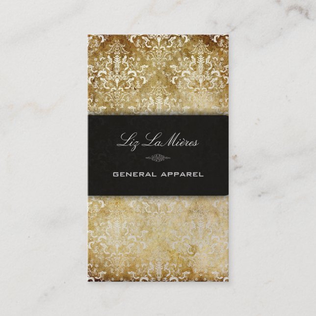 PixDezines Vintage Pearl Étienne Vintage Damask Business Card (Front)