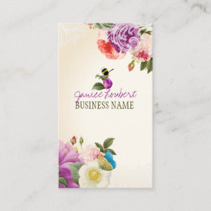 PixDezines vintage peonies/DIY background Business Card