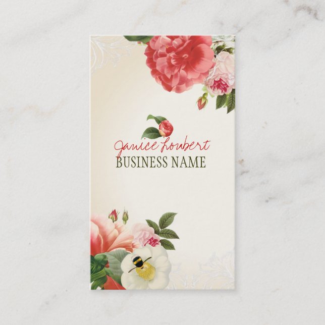 PixDezines vintage peonies/DIY background Business Card (Front)