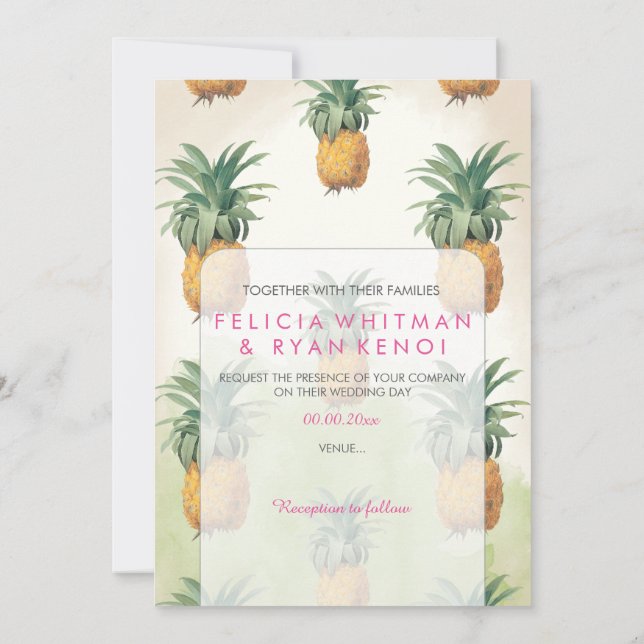 PixDezines Vintage Pinapples/DIY background Invitation (Back)