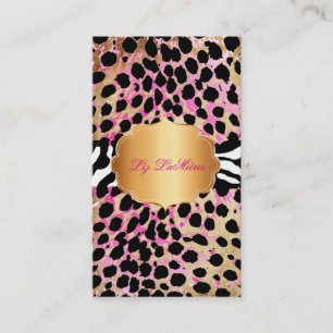 PixDezines vintage pink cheetah+zebra Business Card