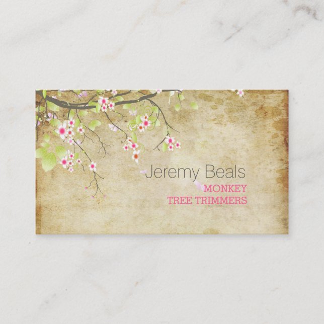 PixDezines vintage pink cherry blossoms♥♥ Business Card (Front)