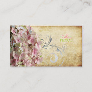 PixDezines vintage pink hydrangeas/florists Business Card