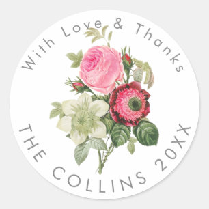 PixDezines Vintage Pink Roses Thank You Stickers