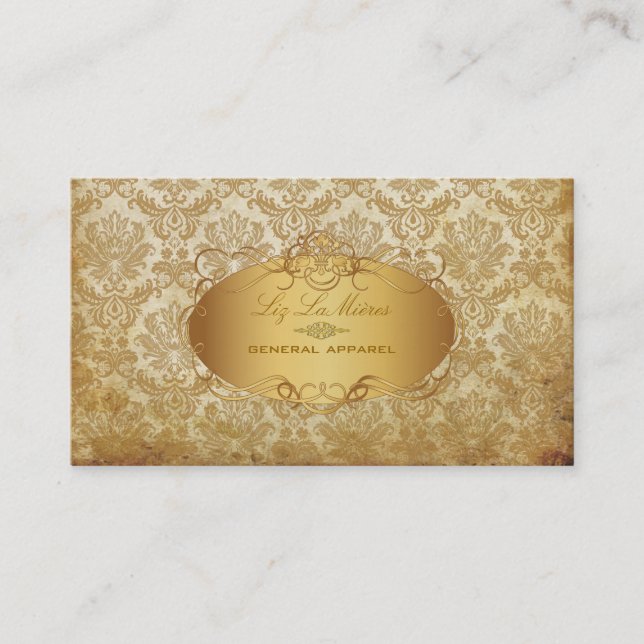 PixDezines vintage piqué damask Business Card (Front)