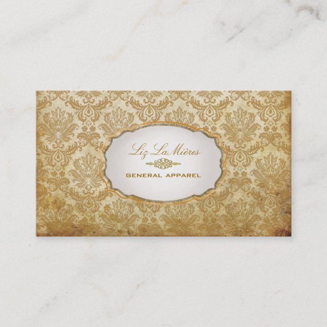 PixDezines vintage piqué damask Business Card (Front)