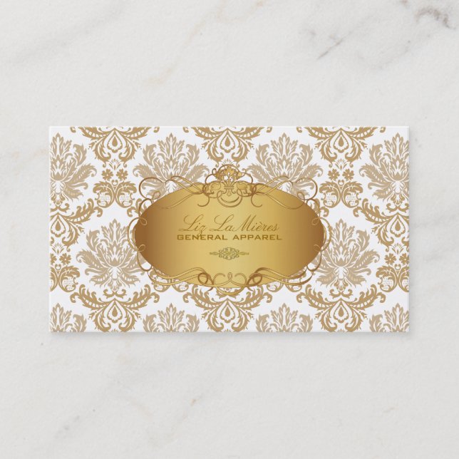 PixDezines vintage piqué damask Business Card (Front)
