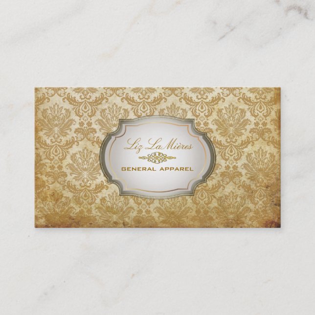 PixDezines vintage piqué damask Business Card (Front)