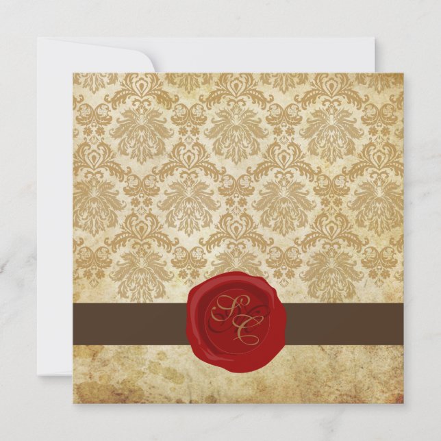 PixDezines Vintage+Pique Damask+Wax Seal Invitation (Front)