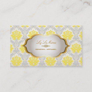 PixDezines vintage piqué damask/yellow+grey Business Card