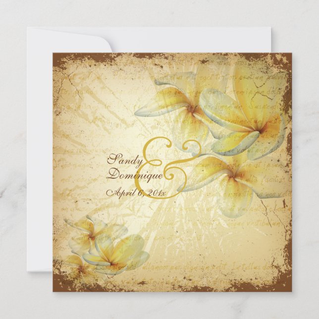 PixDezines Vintage Plumeria Invitation (Front)
