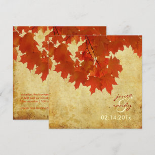 PixDezines VINTAGE RED MAPLE LEAVES/FALL/AUTUMN Invitation