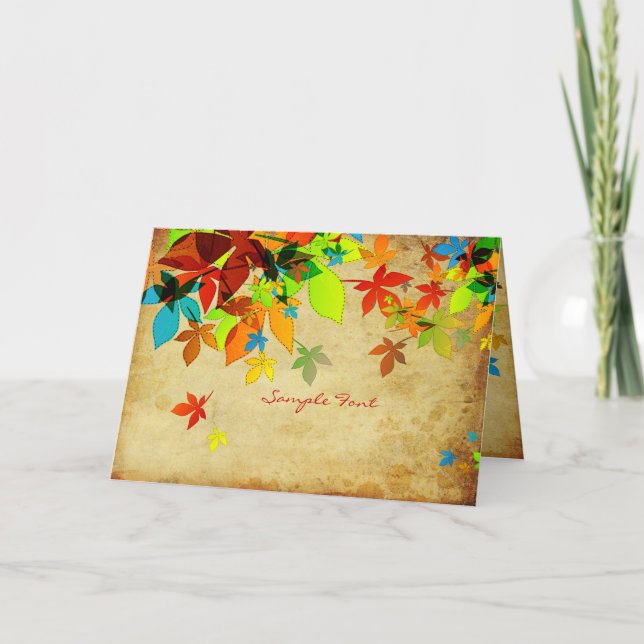 PixDezines vintage retro maple leaves/DIY fonts Card (Front)