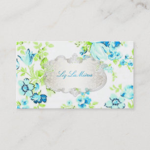 PixDezines vintage roses/blue Business Card