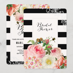 PixDezines vintage roses/bridal shower/ Invitation
