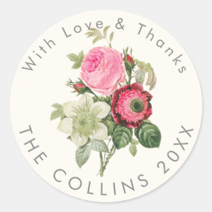 PixDezines VINTAGE ROSES DIY Event Thank You Classic Round Sticker