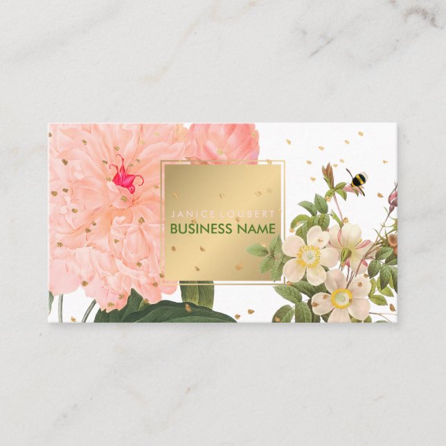 PixDezines Vintage Roses/Illustration/Redoute Business Card (Front)
