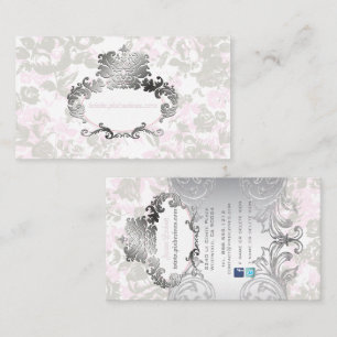 PixDezines Vintage Roses Pale Pink+Grey Business Card