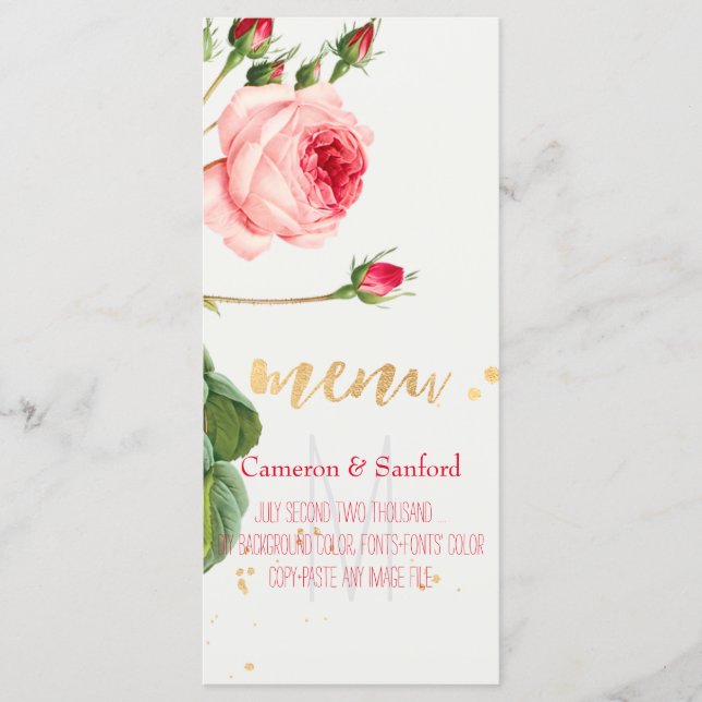 PixDezines Vintage Roses/Peonies/Menu Menu (Front)