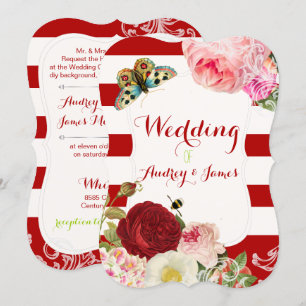 PixDezines vintage roses/peonies/primrose Invitation