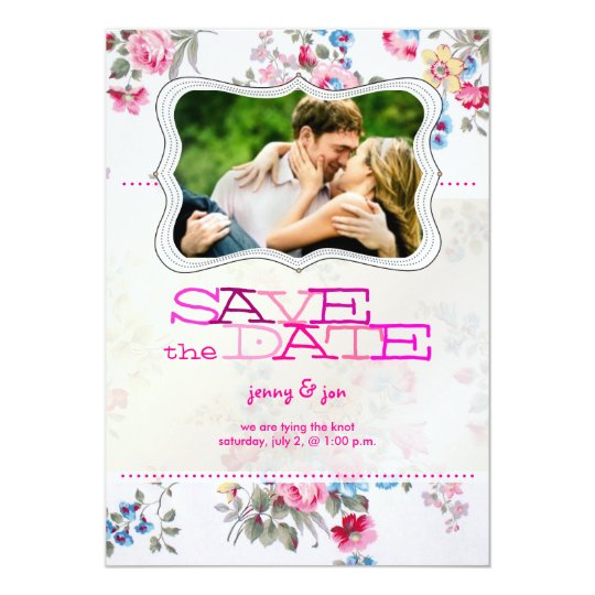PixDezines vintage roses/photo save the date Card
